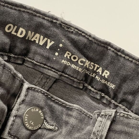 Old Navy Women's Jeans Rockstar Skinny Mid-Rise Slim Fit Gray Dark Wash Size 4R - Picture 5 of 8